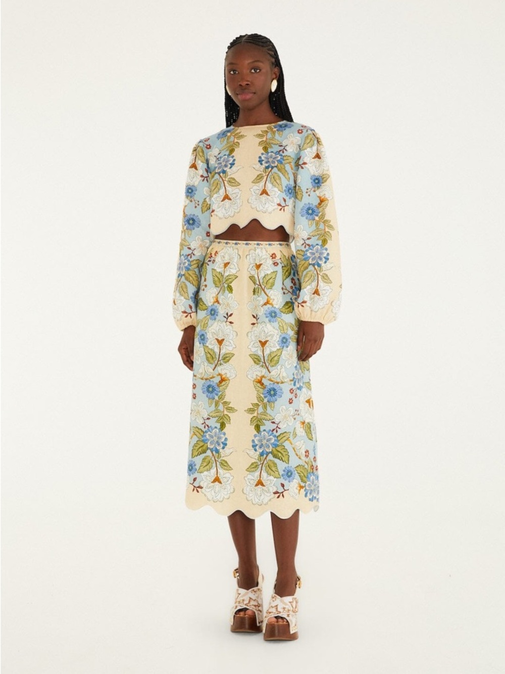 Farm Rio: Cream Garden Scarf Euroflax
Premium Linen Midi Skirt